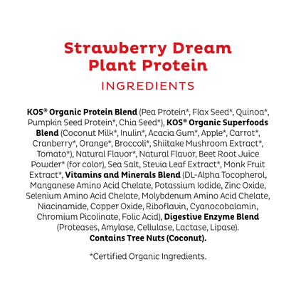 Organic Plant Protein, Strawberries & Cream, Single Serving