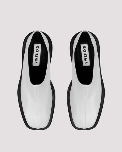 Squared Mule White made of Grape Leather - Vegan America