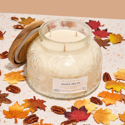 Maple Pecan Natural Candle 33oz Rosie Collection Luxury Three Wick