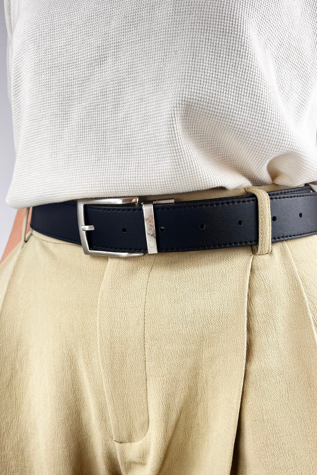 Reverse reversible belt – White/Black
