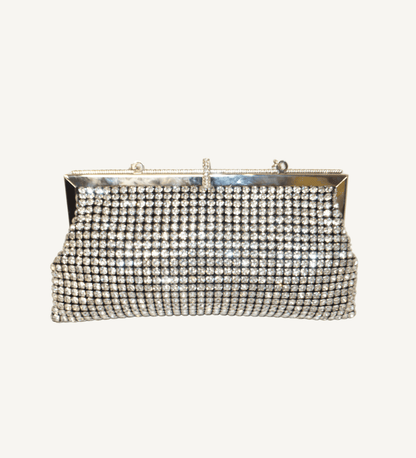 Black with Crystals Frame Clutch - Vegan America