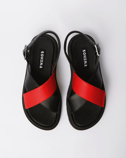 Glare Sandals Red made of vegan corn leather - Vegan America