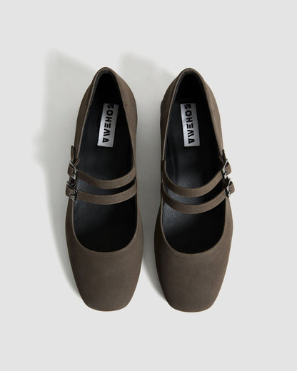 Chocolate Mary Jane Pumps brown ballerinas - Vegan America