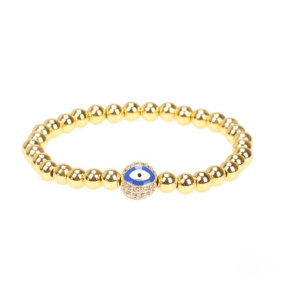 Evil Eye Golden Ball Charm Bracelet - Vegan America