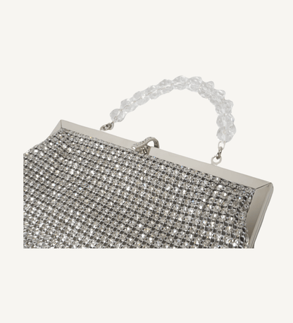 Silver and Crystal, Frame Evening Clutch - Vegan America