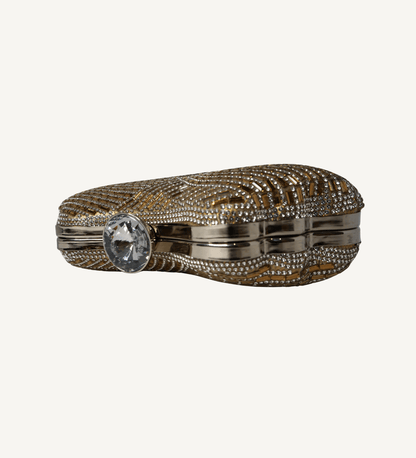 Gold Heart Shaped Crystal Evening Bag - Vegan America