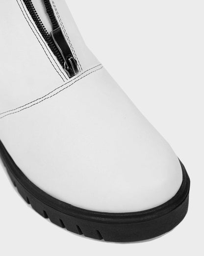 Cyber Boots White cactus leather ankle boots - Vegan America