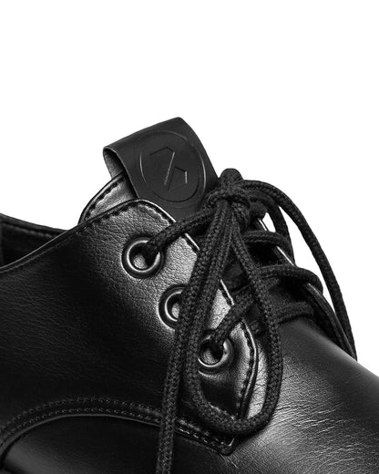 Sienna Squared Derbs Black made of Vegea grape leather - Vegan America