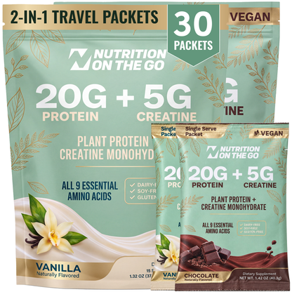 2-in-1 Vegan Protein + Creatine Travel Packets