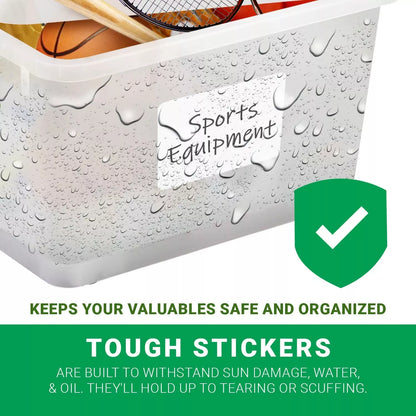 MESS Large Labels for Storage Bins (50 6x4") Storage Bin Labels & Moving Labels - Vegan America