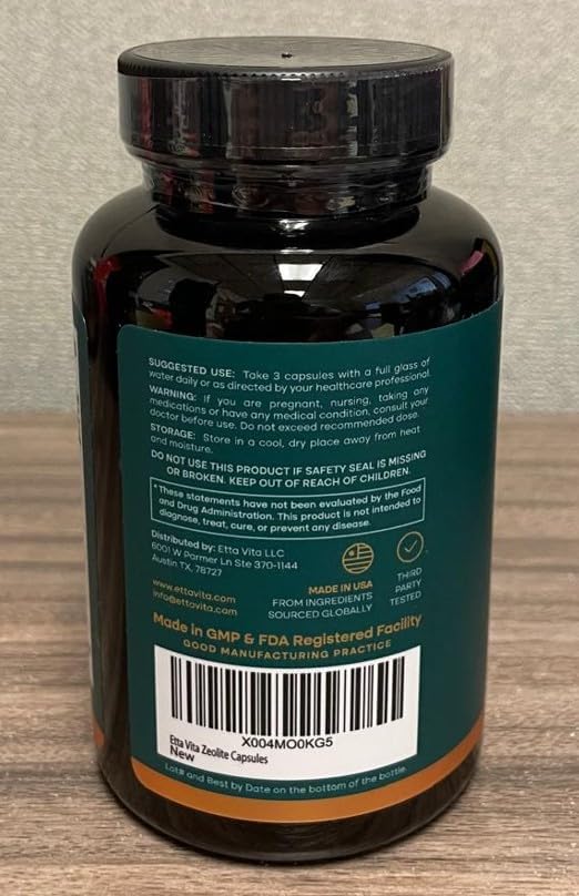 Etta Vita Zeolite Detox for adults | Gut & Liver Detox Cleanse with Glutathione, NAC, Chlorella, Spirulina, ALA, Cilantro, Milk Thistle & Shilajit | Zeolite Heavy Metal Detox Vegan Keto 90 Capsule