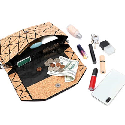 Geometric Cork Shoulder Bag Envelop Style