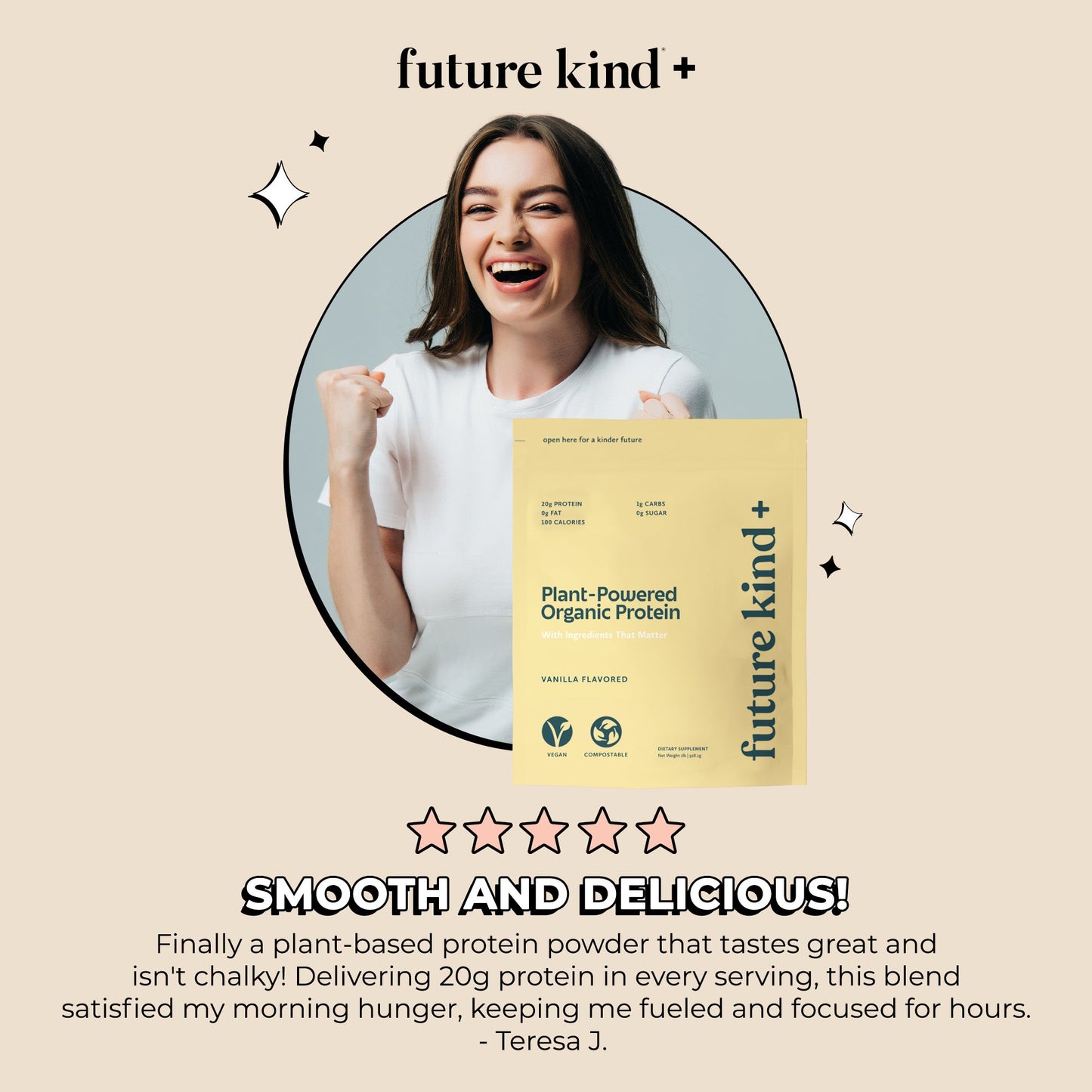 Organic Vegan Protein Powder - Vanilla Flavored