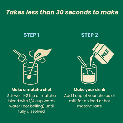 Grab’a Matcha Organic Instant Slightly Sweetened Matcha Green Tea Powder, Easy to Make Matcha Latte Mix, 30 servings, From Uji Japan (75g / 2.65oz)