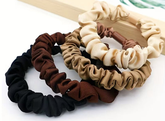 Set of 4 Satin Elastic Hair Scrunchies - Vegan America