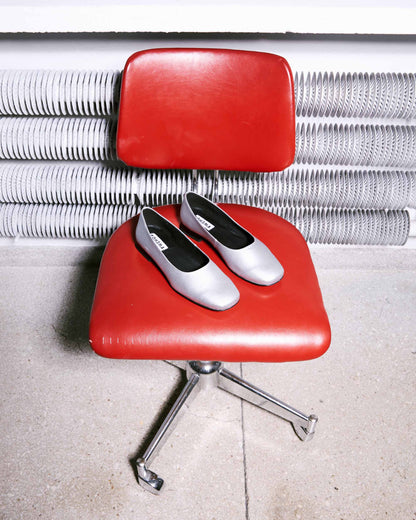 Silver Diana Pumps ballerinas with a square - cut shape - Vegan America