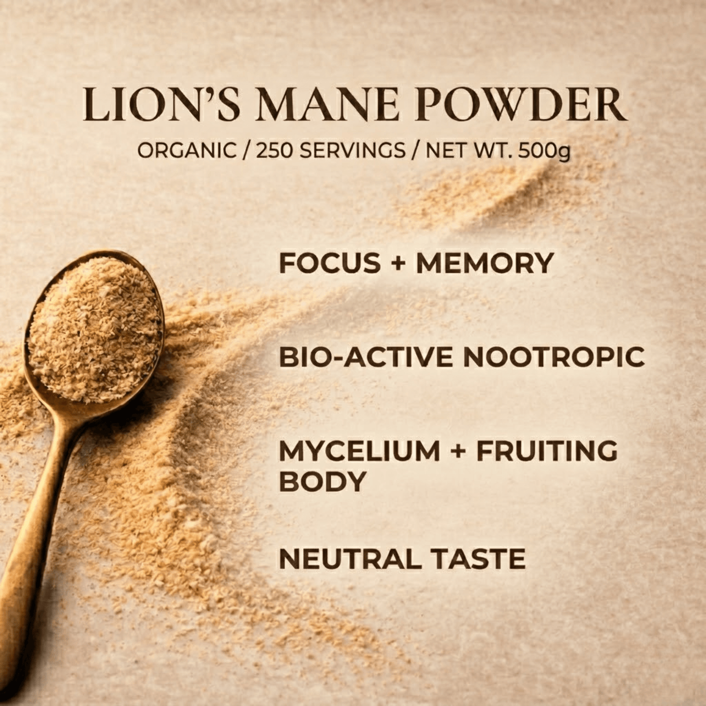 Organic Lion's Mane Mushroom Powder — Foodservice 500g | 250 Servings - Vegan America