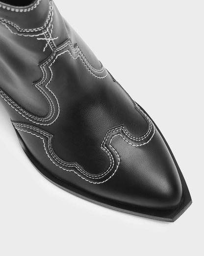 Stitchy cowboy boots black - Vegan America