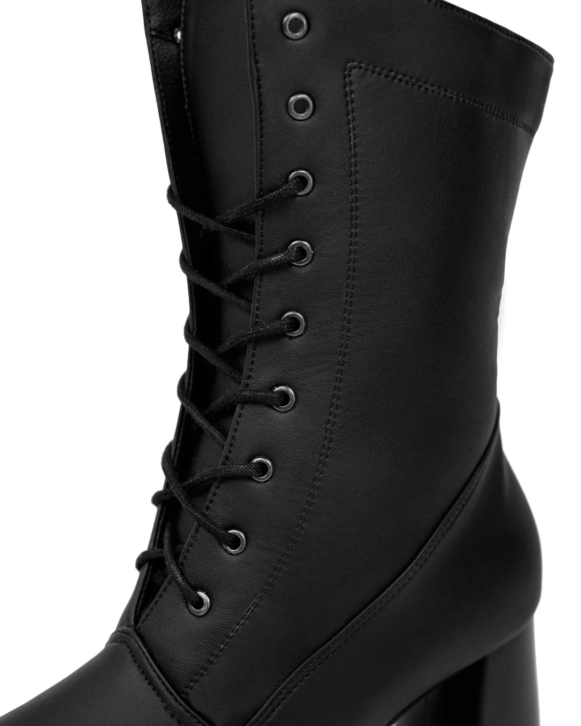 High Boots Black cactus leather boots - Vegan America