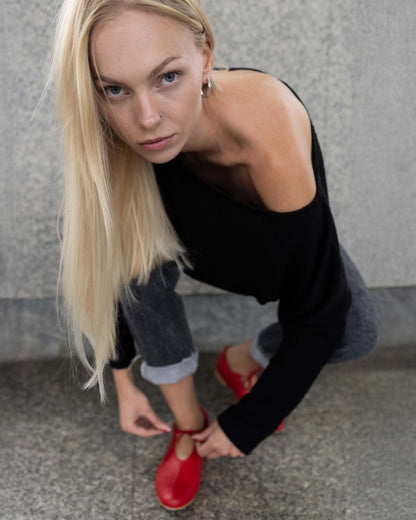 Akira Pumps Black Nopal ballerinas made of cactus leather - Vegan America