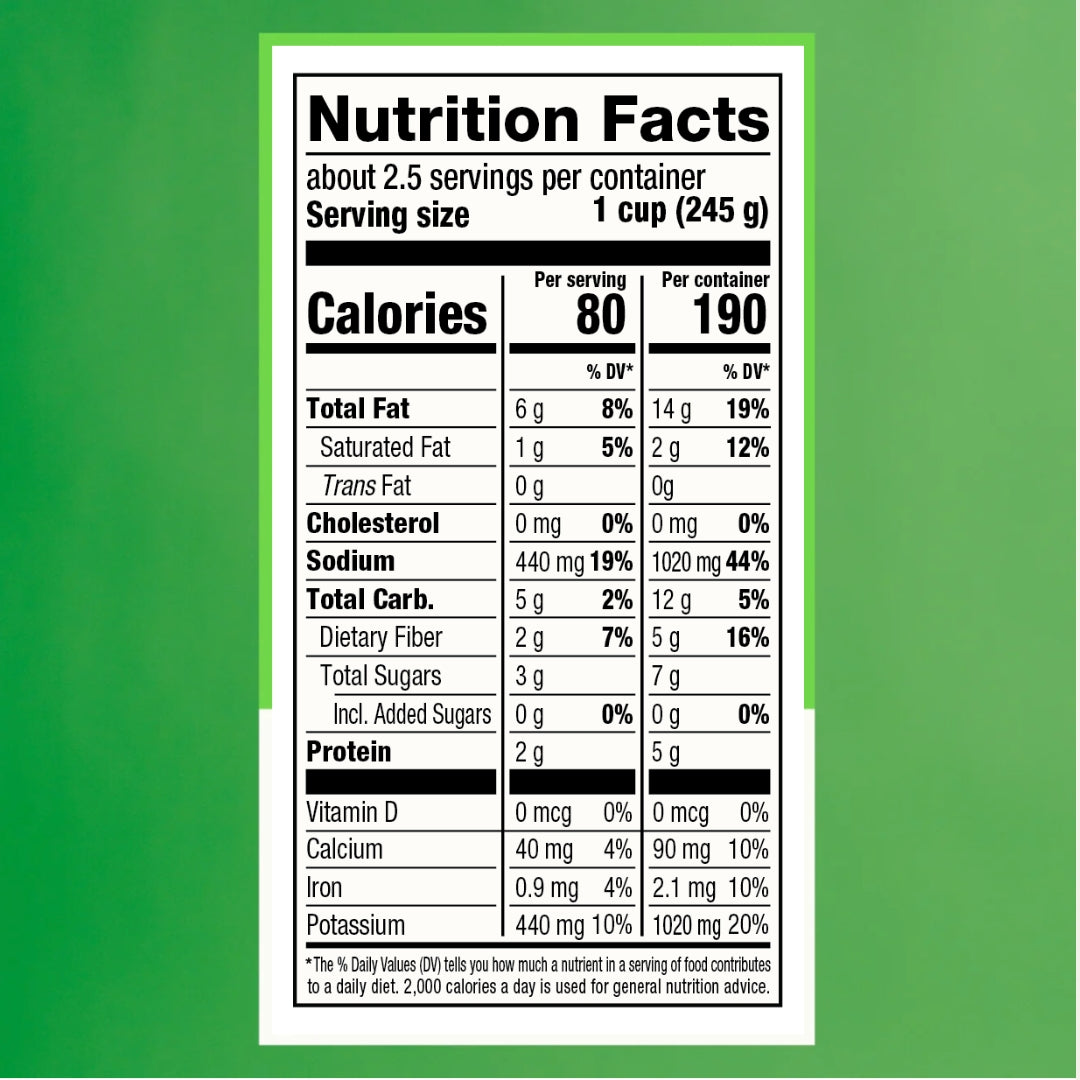 Nutrition facts for Zucchini - Cilantro & Cauliflower Soup
