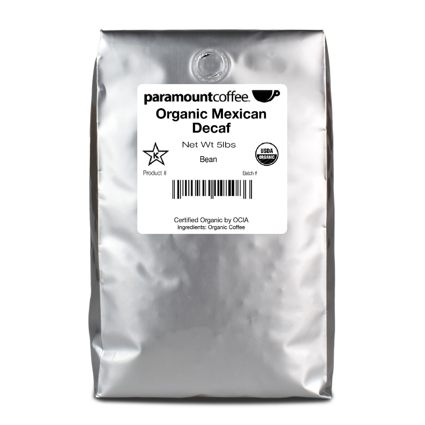 Organic Mexican Decaf SWP 5lb Whole Bean Coffee