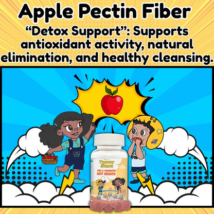 Tummy Stars Kids Prebiotic & Probiotic Gummies + Fiber – Gut Health & Digestion Support for Kids | Promotes Regularity, Detox Support & Mood Support | Vegan, 60 Count