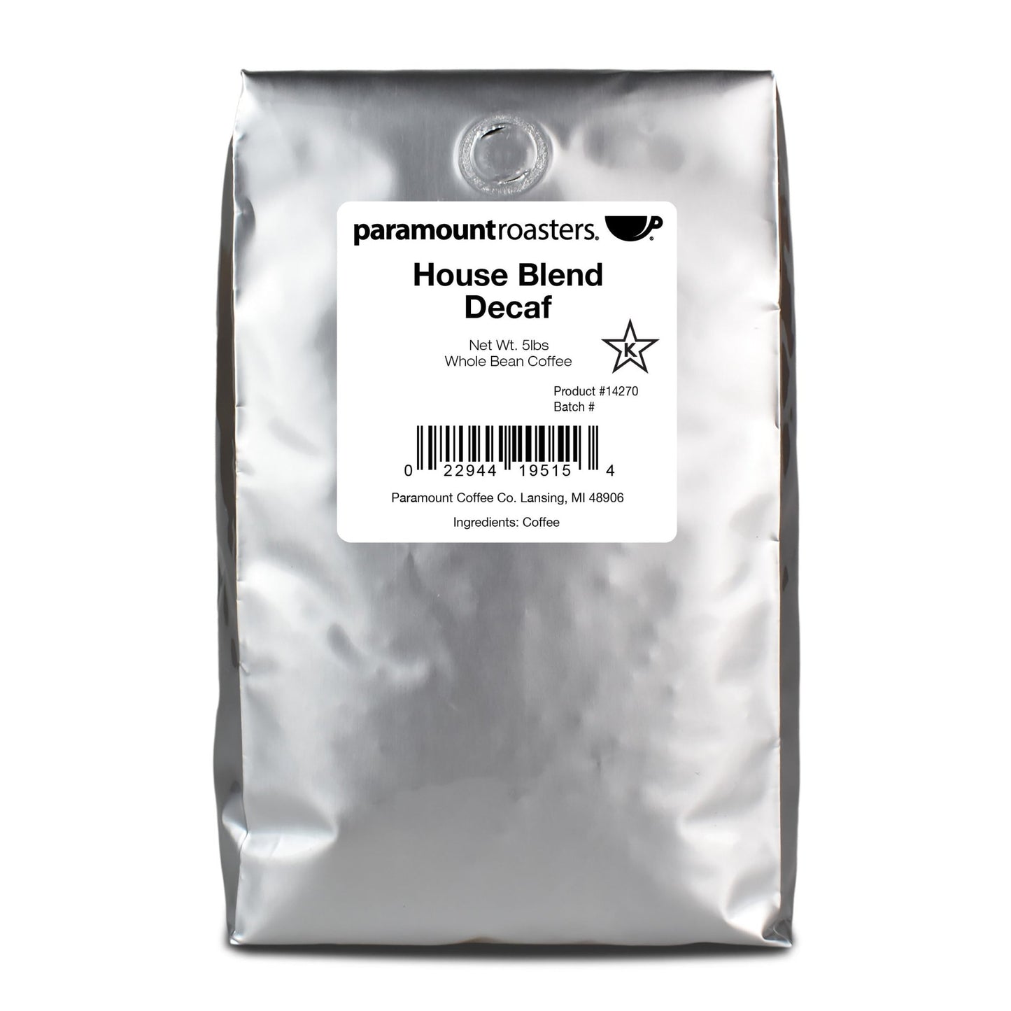 House Blend Decaf 5lb Whole Bean Coffee - Vegan America