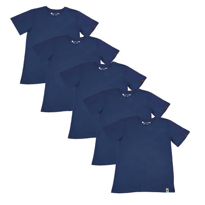 ROUND NECK T-SHIRT, UNISEX NAVY (5 pack)