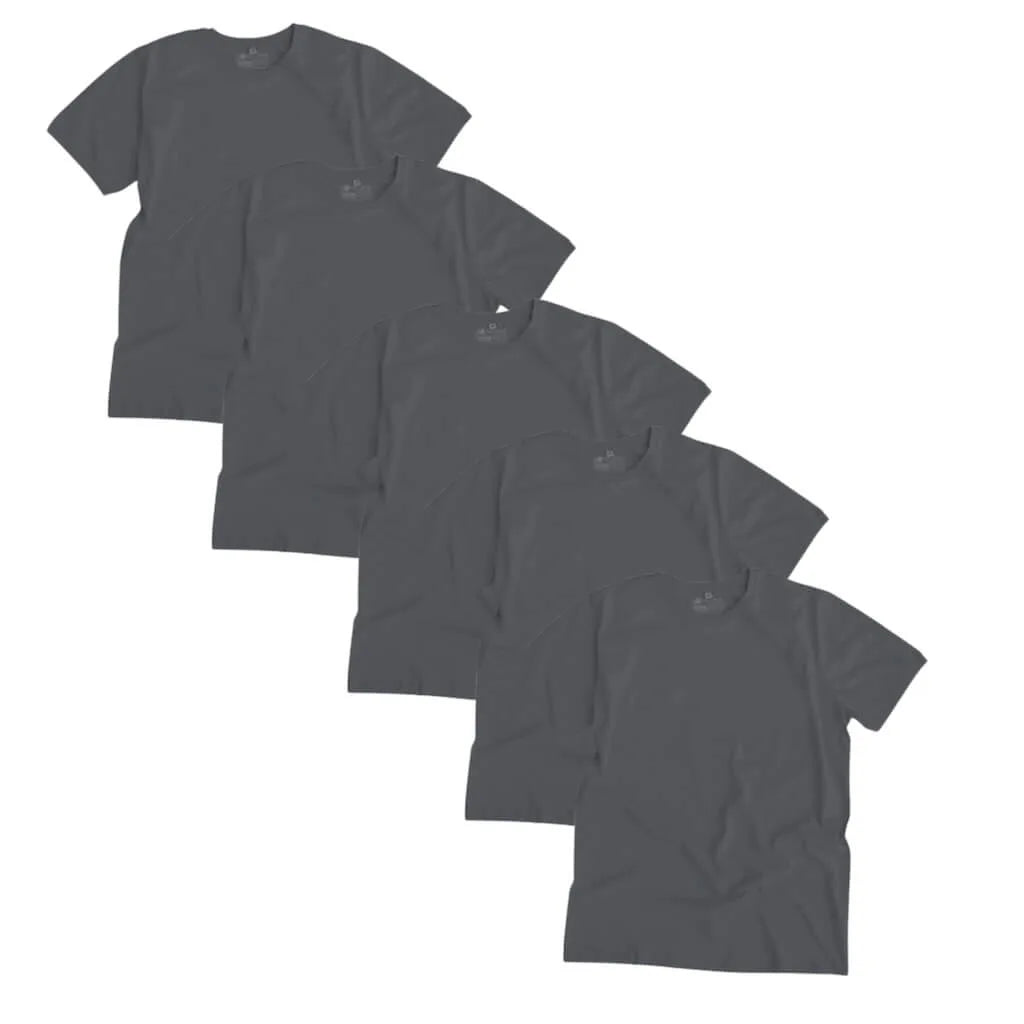 Round Neck T-shirt, Unisex Charcoal (5 pack)