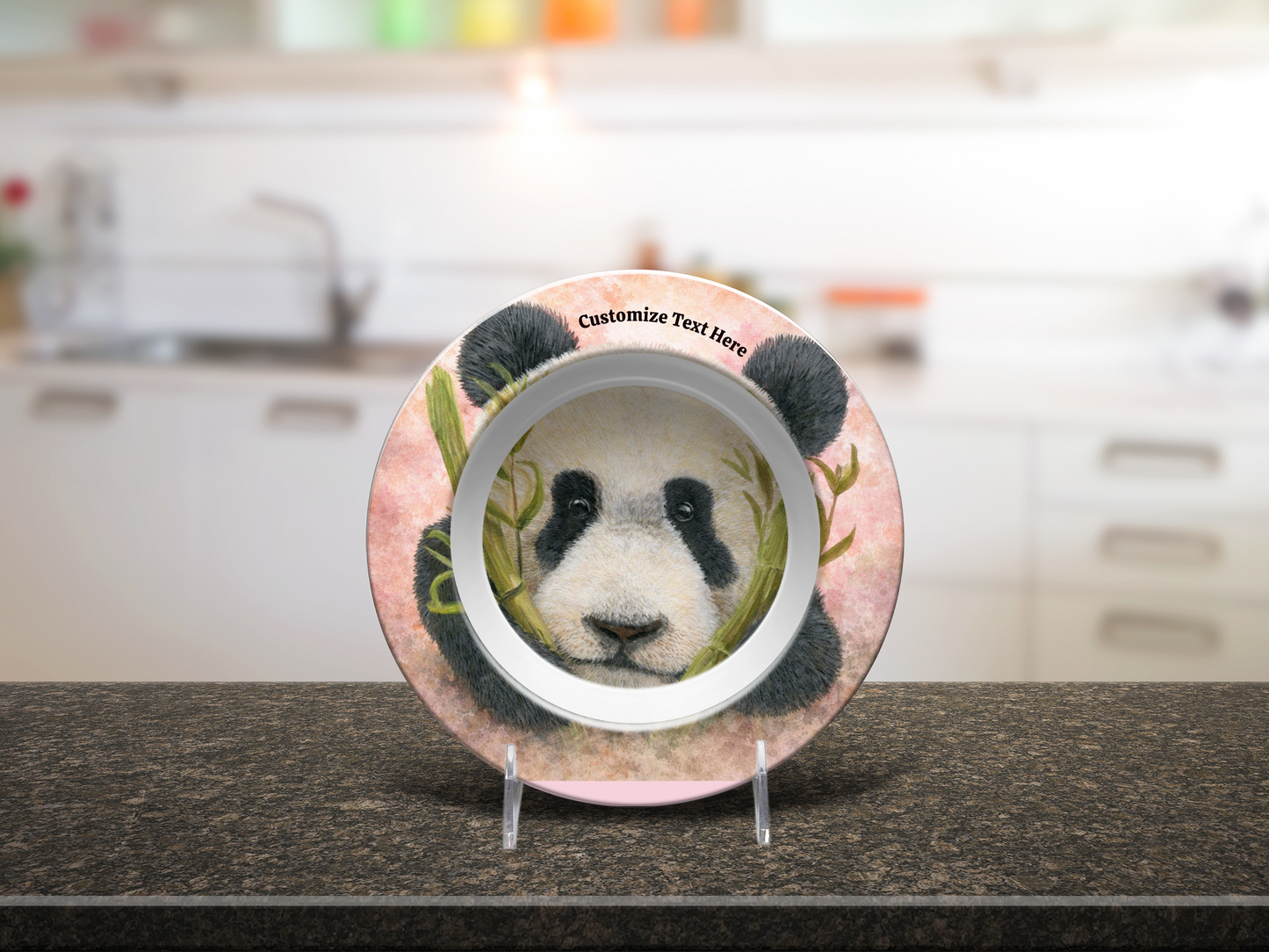 Personalized Plate & Bowl with Panda & Bamboo – Whimsical Tableware for Everyone