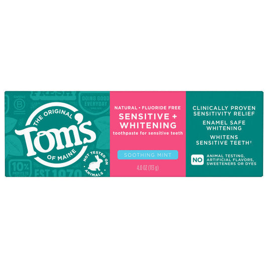 Sensitive + Whitening Fluoride-Free Soothing Mint Natural Toothpaste