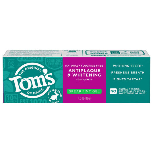 Fluoride-Free Antiplaque & Whitening Spearmint Natural Toothpaste Gel