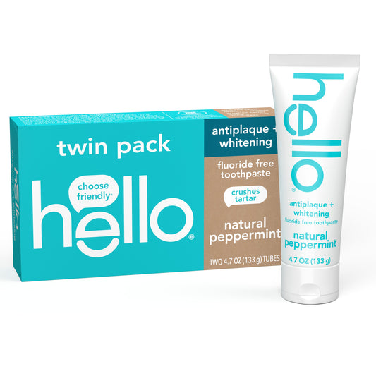 hello antiplaque + whitening fluoride free toothpaste twin pack