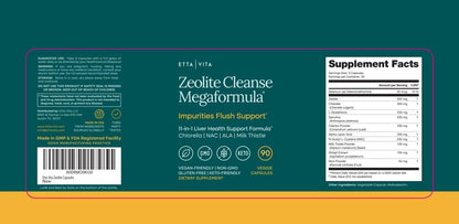 Etta Vita Zeolite Detox for adults | Gut & Liver Detox Cleanse with Glutathione, NAC, Chlorella, Spirulina, ALA, Cilantro, Milk Thistle & Shilajit | Zeolite Heavy Metal Detox Vegan Keto 90 Capsule