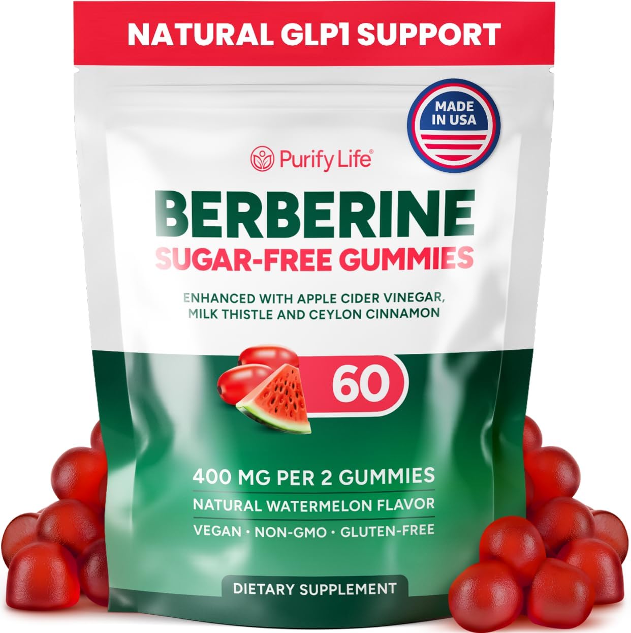 Natural GLP1 Support - Berberine Sugar - Free Gummies - Vegan America