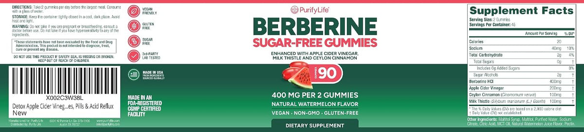 Sugar-Free Berberine Gummies with Apple Cider Vinegar & Ceylon Cinnamon