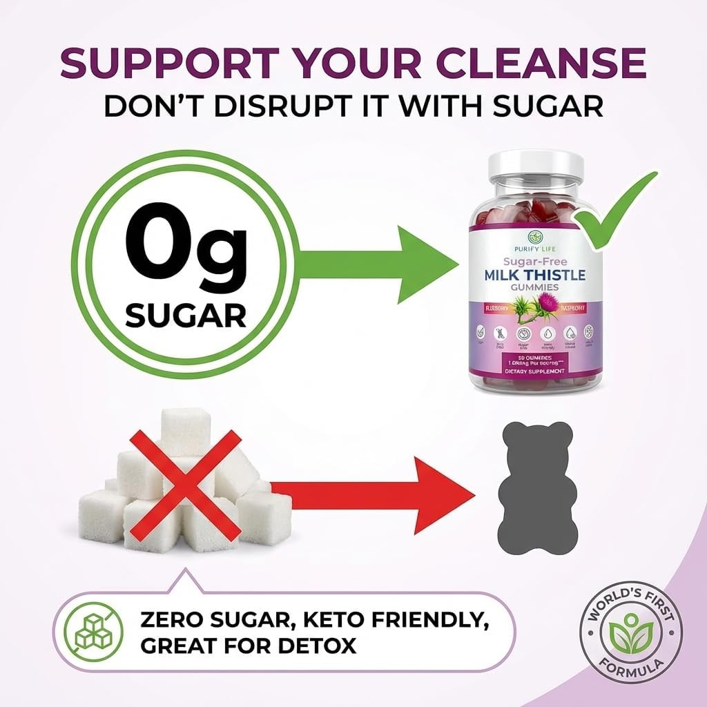 Sugar-Free Milk Thistle Gummies for Liver Cleanse Detox & Repair, Vegan