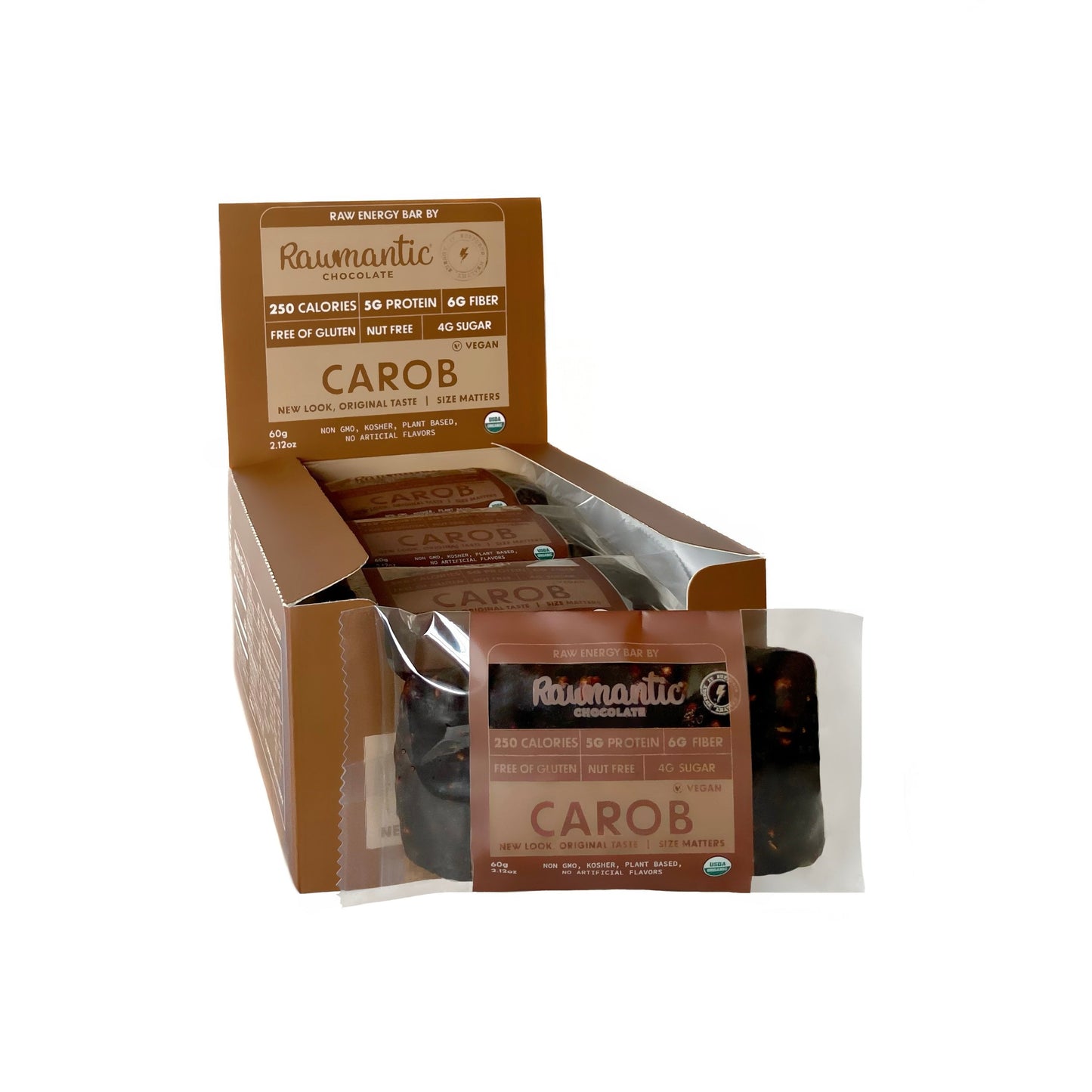 Carob Vegan Plant based, Protein nutritional Bars