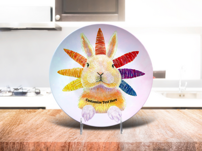 Whimsy Rainbow Bunny Plate & Bowl
