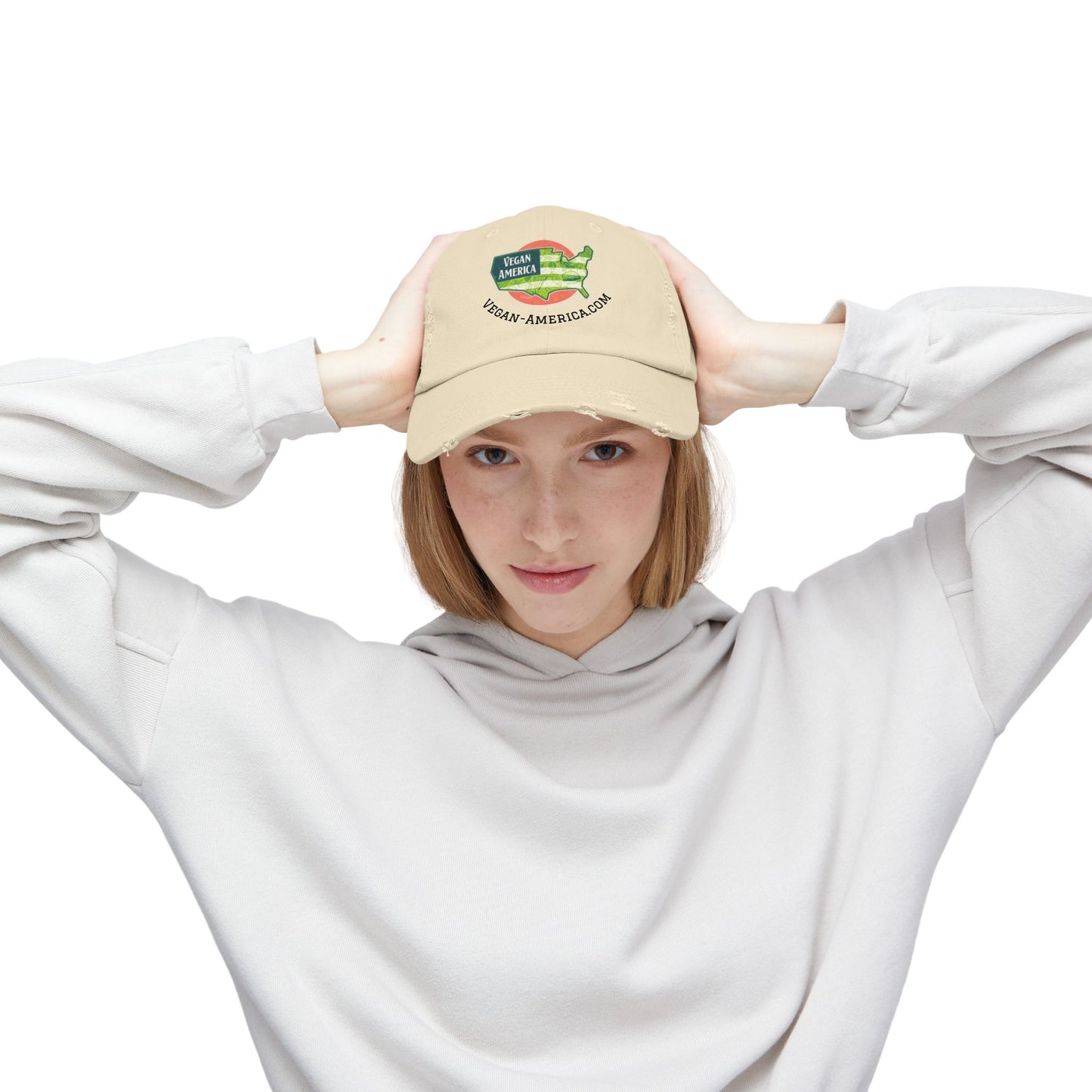 Vegan America Distressed Cap, Casual Baseball Hat for Outdoor Lovers, Gift for Eco-Conscious Friends, Perfect for Summer Adventures, [...]