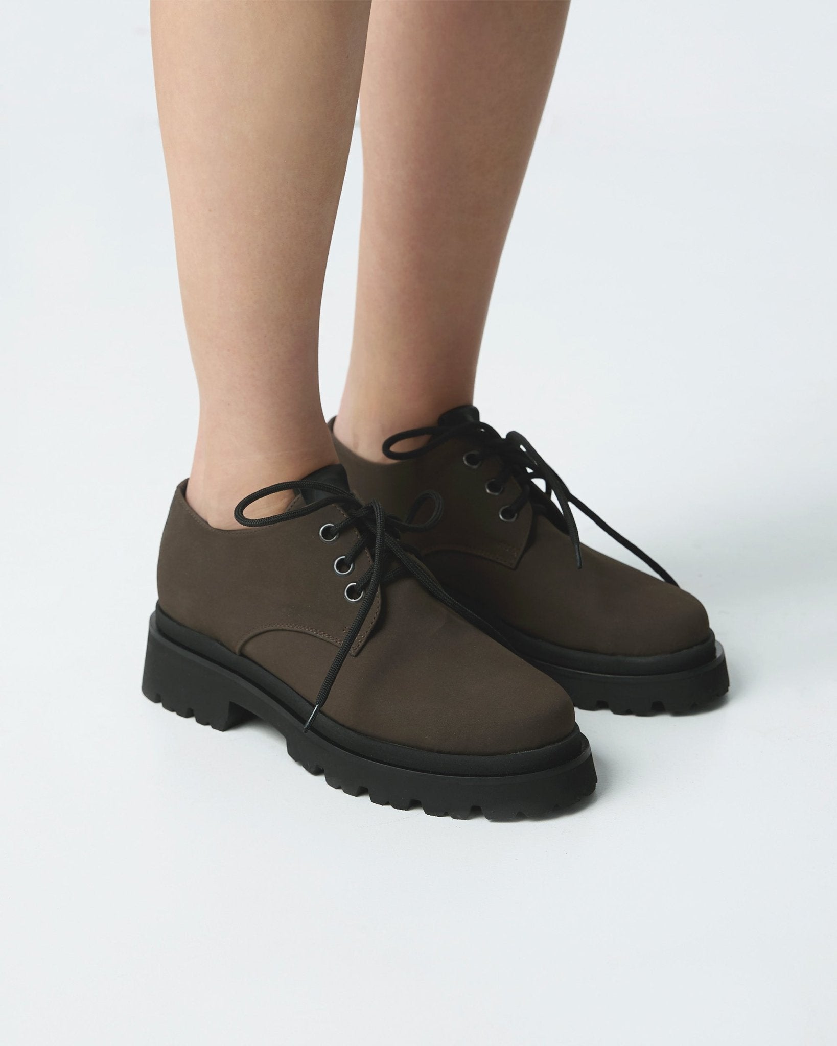 Chunky Derbs No 2 Chocolate suede brown - Vegan America