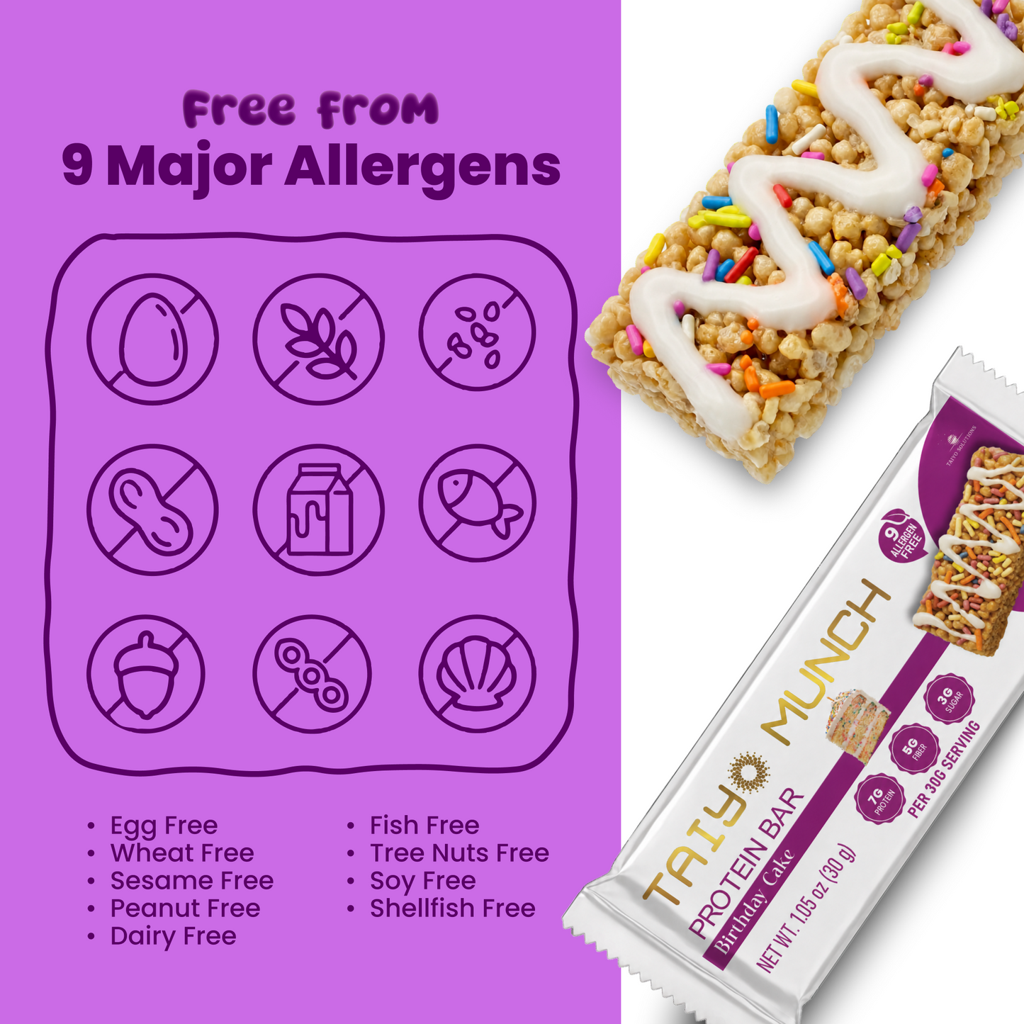 Taiyo Munch - Vegan, GF, Allergen-Free, Kosher Protein Bars - 12-Pack