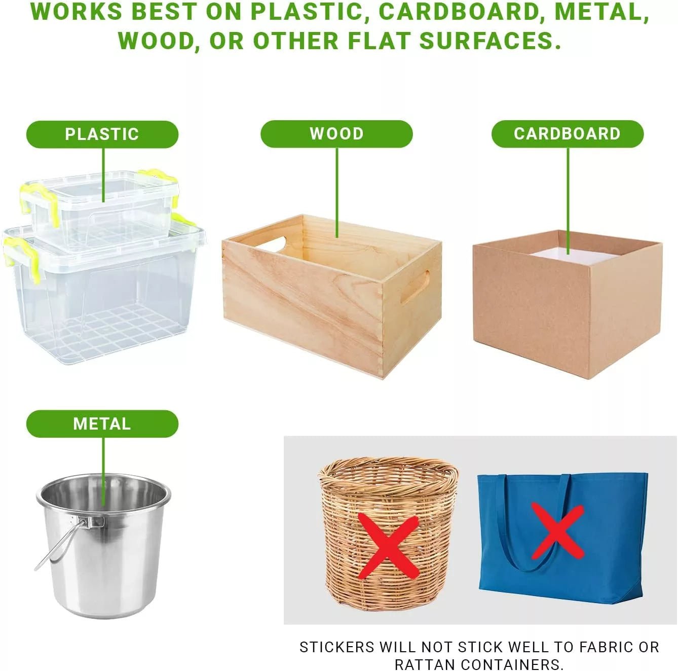 MESS Large Labels for Storage Bins (50 6x4") Storage Bin Labels & Moving Labels - Vegan America
