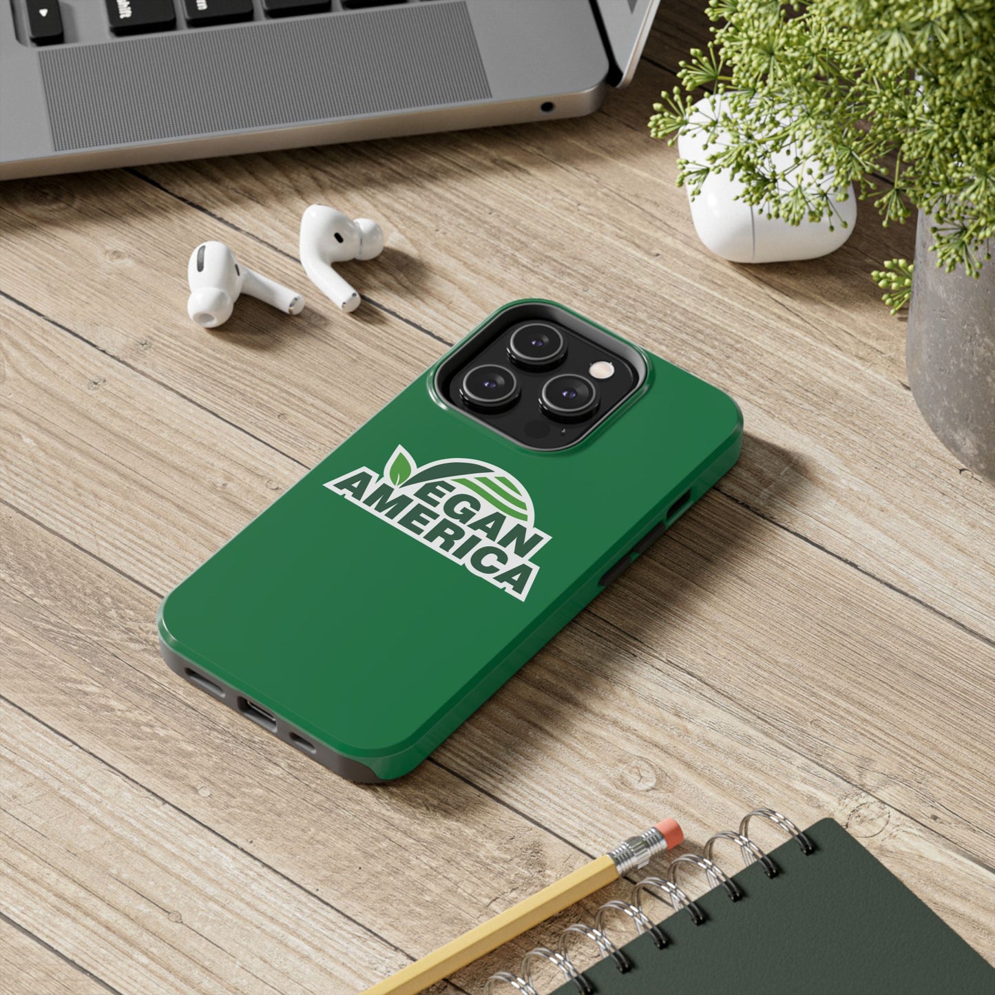 Vegan America Tough Phone Case — Green Protective Vegan Pride Cover - Vegan America