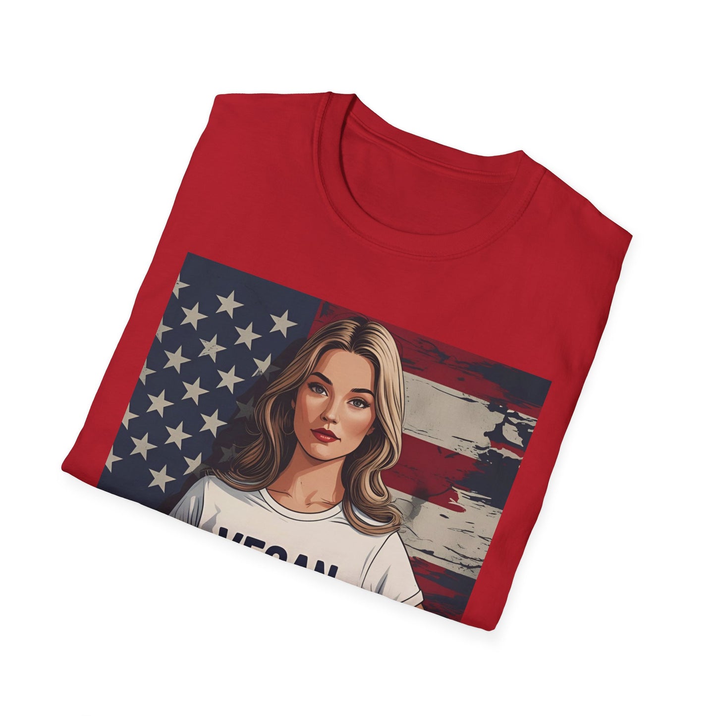 Vegan America T-Shirt | UnisexSoftstyle Tee, Eco - Friendly Fashion, Gift for Vegans, Independence Day Outfit, Casual Wear - Vegan America