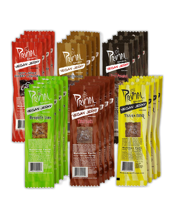 Primal Spirit Vegan Jerky Sampler Pack - ALL 6 flavors - Vegan America