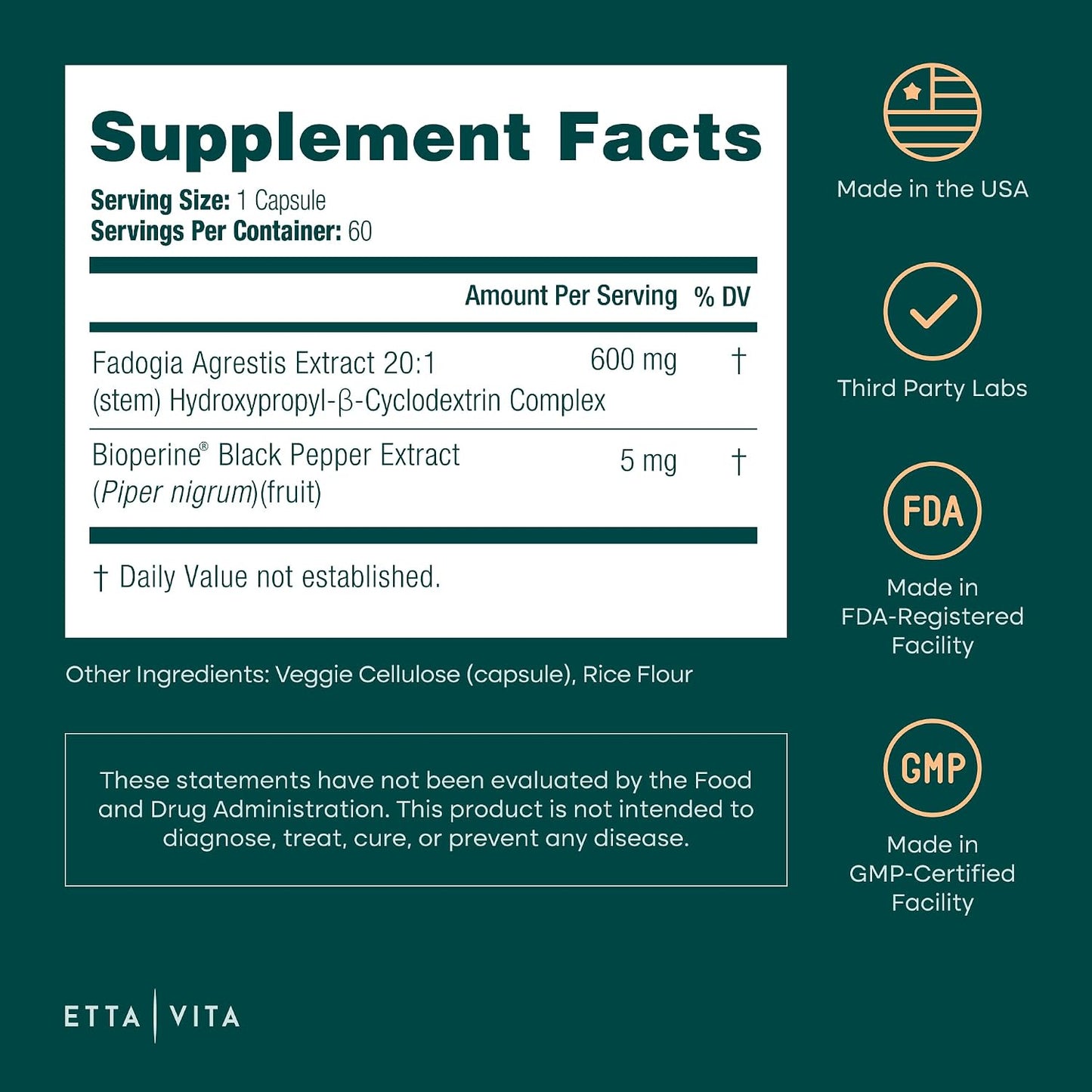 Organic Fadogia Agrestis 600mg for Natural Test Support (2X More Pure - 3X More Absorbent) Athlete Approved - Supports Muscle Growth & Recovery, Healthy Energy Levels, Drive, Stamina & Mood - 60ct