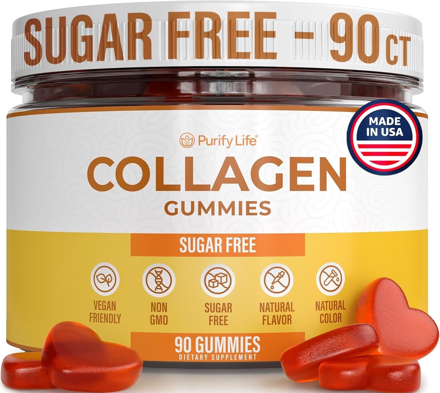 Collagen Gummies For Hair Skin & Nails - 90 Gummies/45 Day Supply - Vegan America