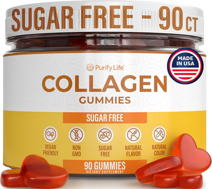 Collagen Gummies For Hair Skin & Nails - 90 Gummies/45 Day Supply - Vegan America